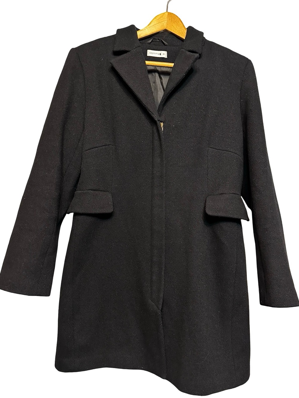 Comma Black Wool Coat Jacket Size 38 EU / US Medium Minimalist Tailored